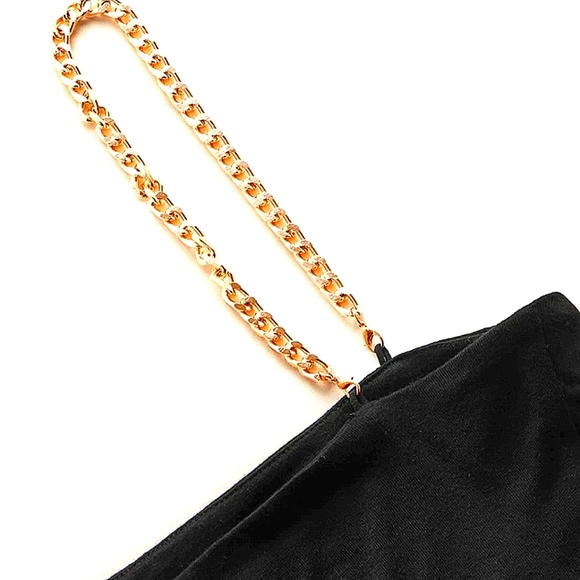 GOLD CHAIN LINK STRAP CROP TOP - Picture 3 of 6